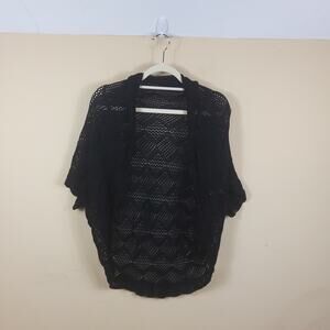 Laurie B. Black Open Knit Cardigan Shaw Size M